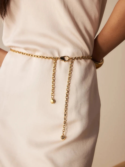 Cinto Cora de Corrente Dourada com Pingentes - Bonne Soirée