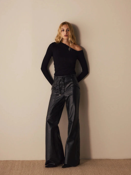 Calça Flaire Margot Couro - Preto - Bonne Soirée