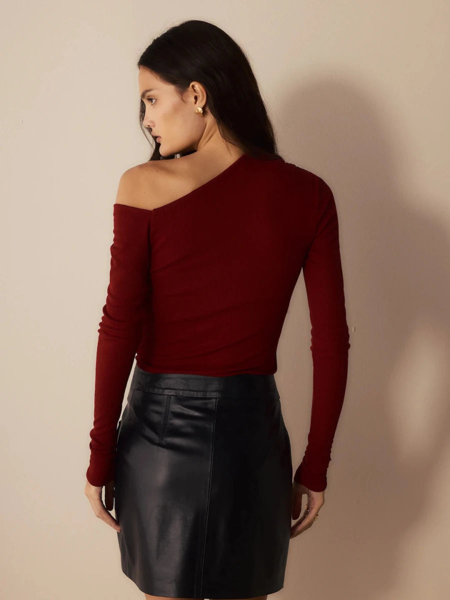 Blusa Georgia Malha Vinho - Bonne Soirée