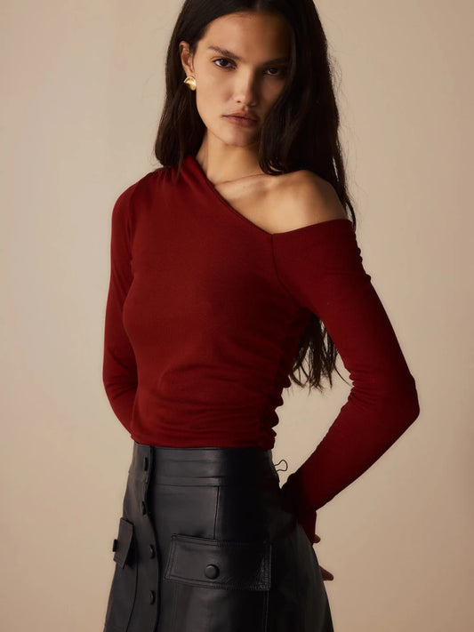 Blusa Georgia Malha Vinho - Bonne Soirée