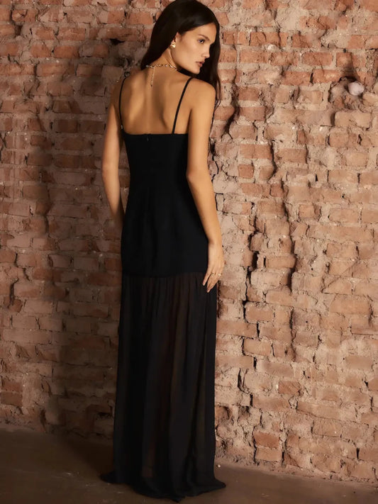 Vestido Lanine Crepe Preto - Bonne Soirée