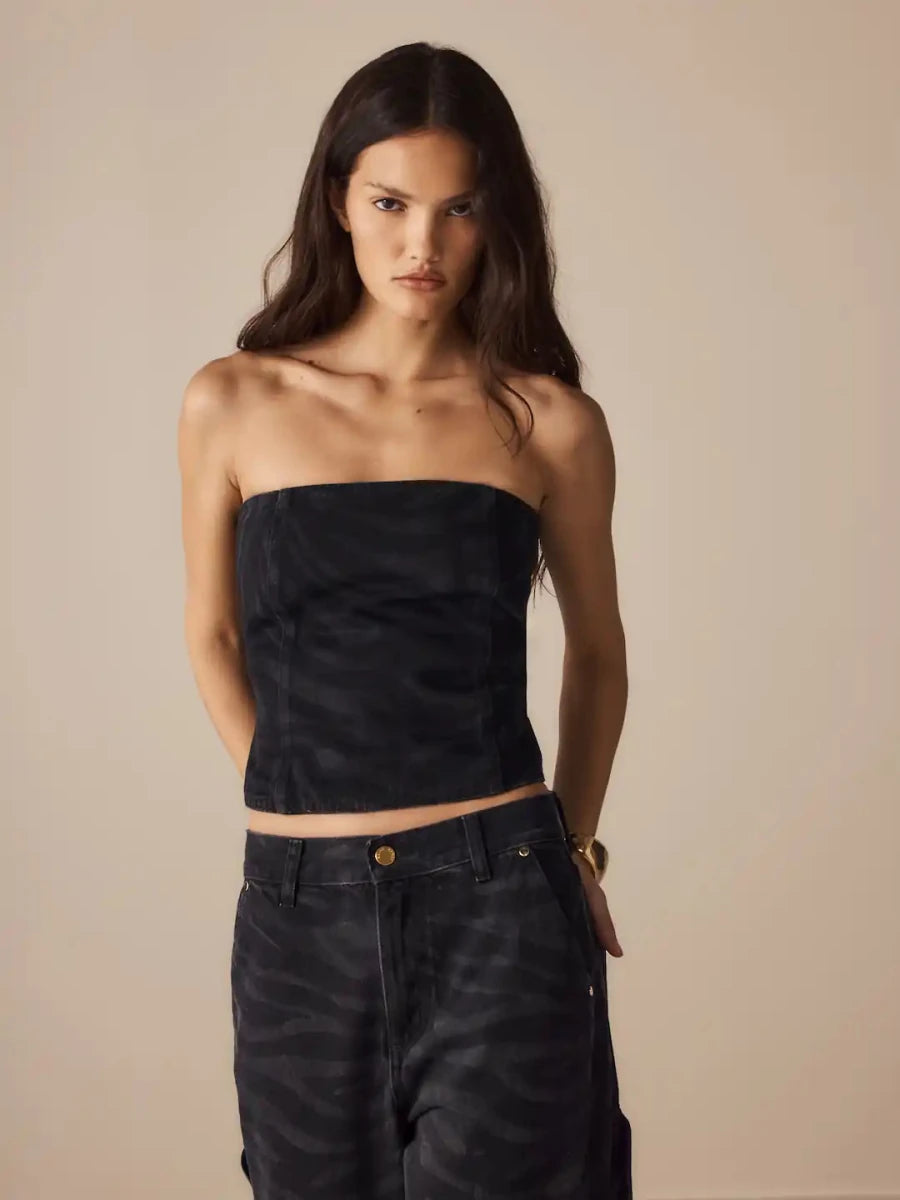PRÉ - VENDA Top Kayra Jeans Zebra - Entrega a partir de 12/03 - Bonne Soirée