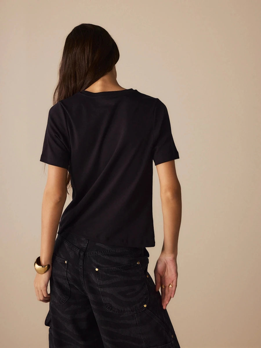 T-shirt Olívia Pima Preta - Bonne Soirée