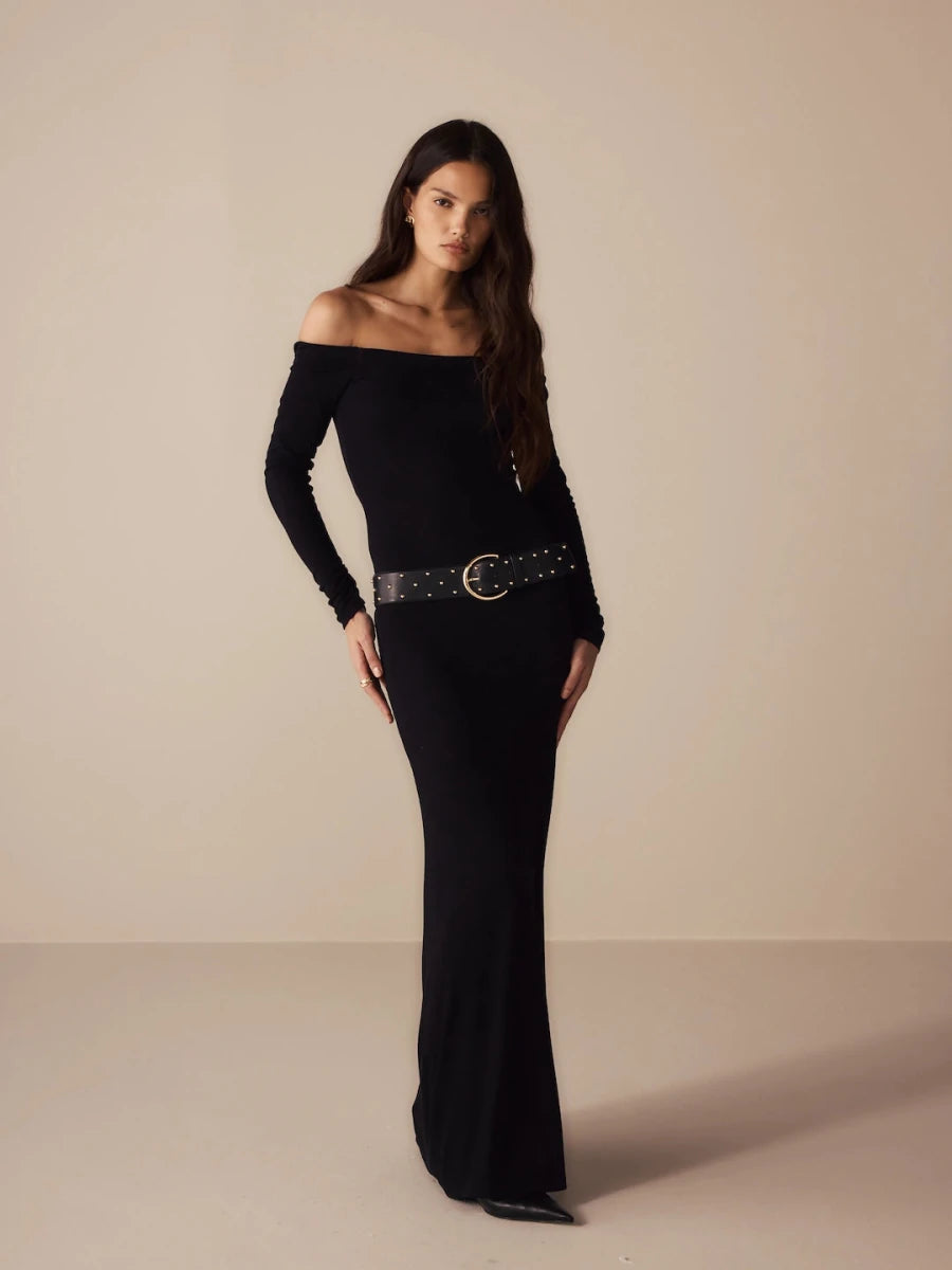 Vestido Lia Malha Preto - Bonne Soirée