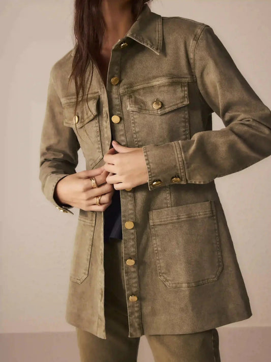PRÉ VENDA | Jaqueta Sarja Beatrice Verde Militar (envios a partir de 10/04) - Bonne Soirée