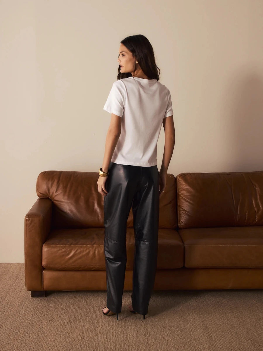 Calça Balloon Couro Preto - Bonne Soirée