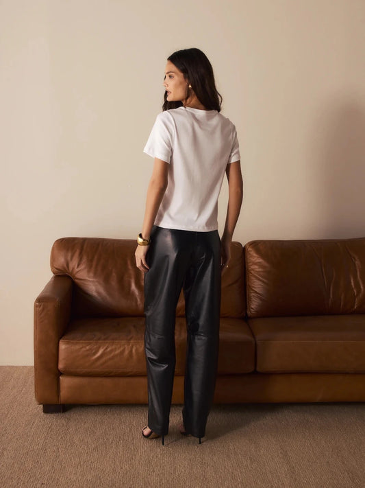 Calça Balloon Couro Preto - Bonne Soirée