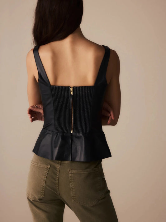 Top Pauline Couro Preto - Bonne Soirée