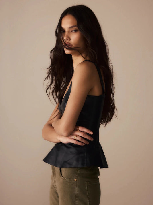 Top Pauline Couro Preto - Bonne Soirée