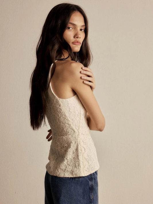 Blusa Aline Renda Vanilla - Bonne Soirée