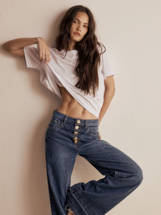 Calça Bardot Jeans Azul Médio - Bonne Soirée