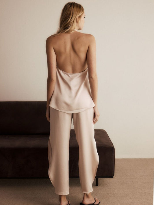 Calça Cenoura Ella Crepe Rosa Chá - Bonne Soirée