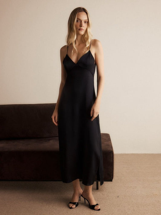 Vestido Alanis Crepe Preto - Bonne Soirée