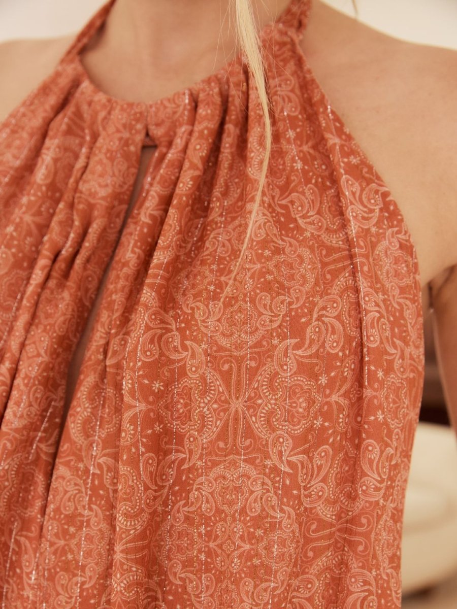 Vestido Gabrielle Paisley Terracota - Bonne Soirée