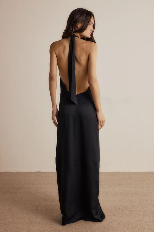 Vestido Longo Serena Crepe Preto - Bonne Soirée