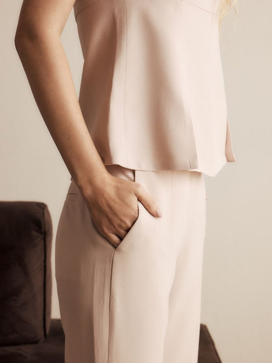 Calça Elle Alfaiataria Rosa Chá - Bonne Soirée