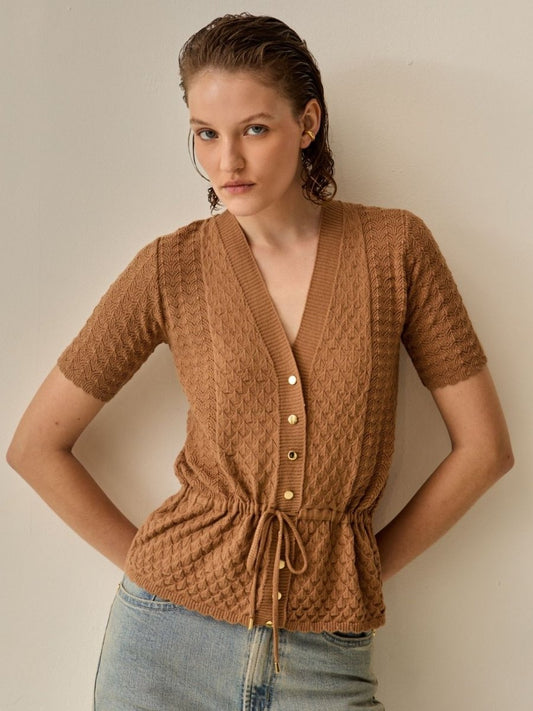 Blusa Clarisse Tricot Caramelo - Bonne Soirée