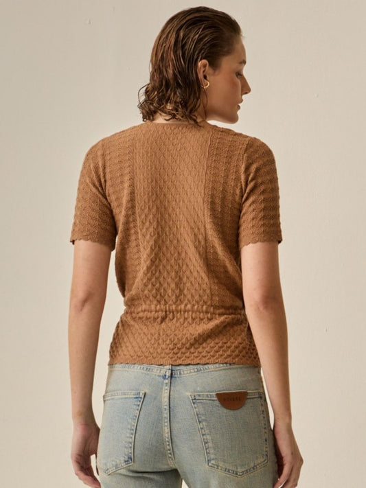 Blusa Clarisse Tricot Caramelo - Bonne Soirée