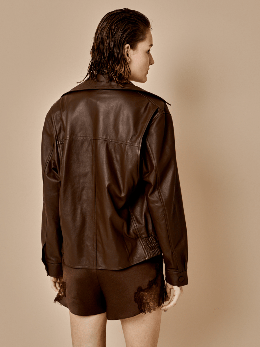 Jaqueta Couro Oversized Dakota - Marrom - I26 - Bonne Soirée