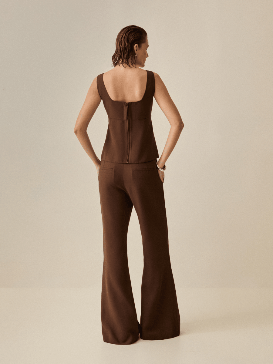 Calça Elle Alfaiataria Marrom - Bonne Soirée