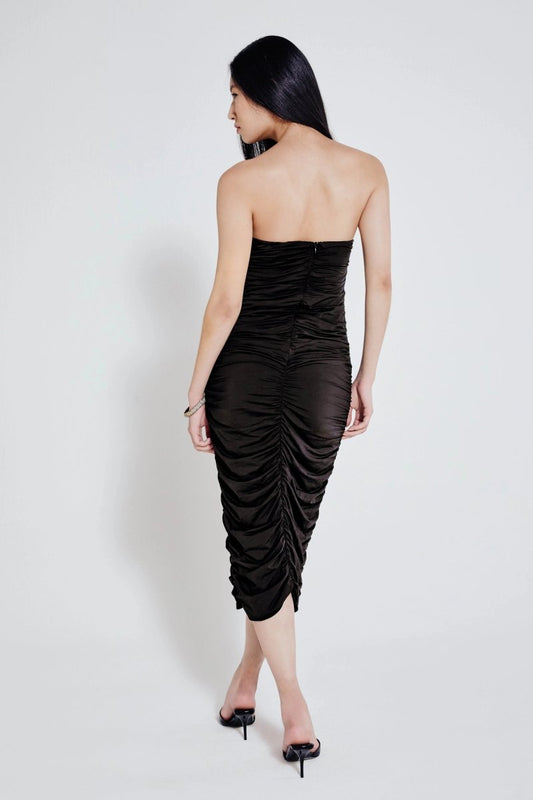 Vestido Drapeado Solene - Preto - Bonne Soirée