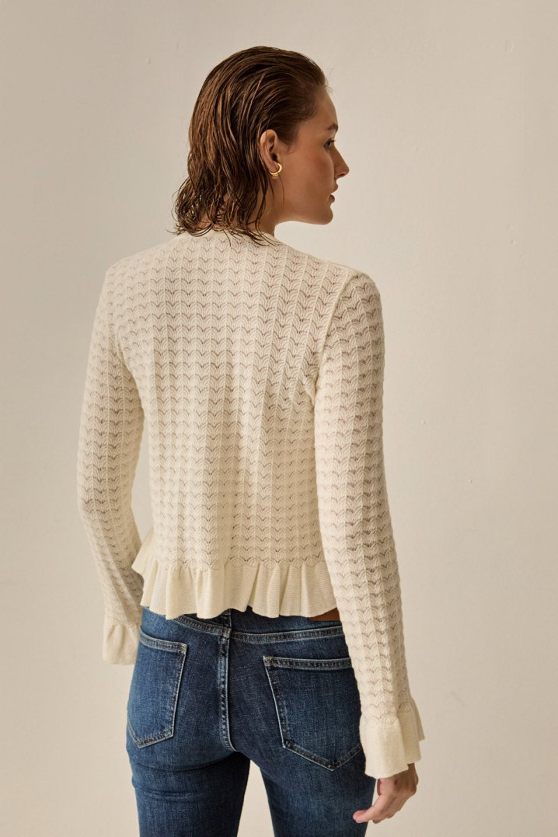 Blusa Manga Longa Ayla Tricot Off White - I26 - Bonne Soirée