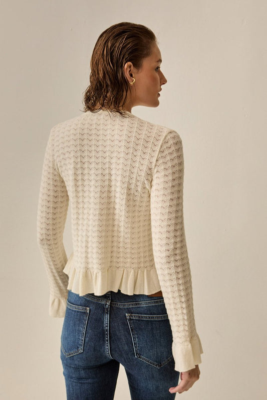Blusa Manga Longa Ayla Tricot Off White - I26 - Bonne Soirée