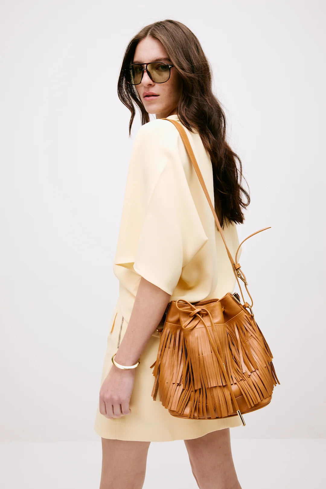 Bolsa Le Bucket Couro Caramelo - Bonne Soirée