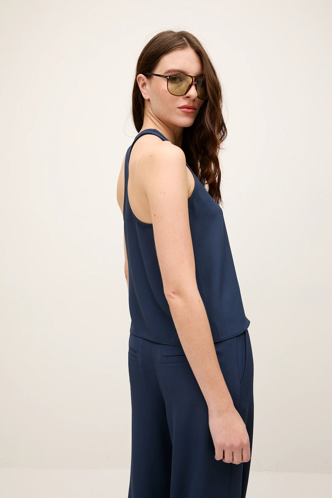 Blusa Natalie Alfaiataria Azul Marinho - Bonne Soirée