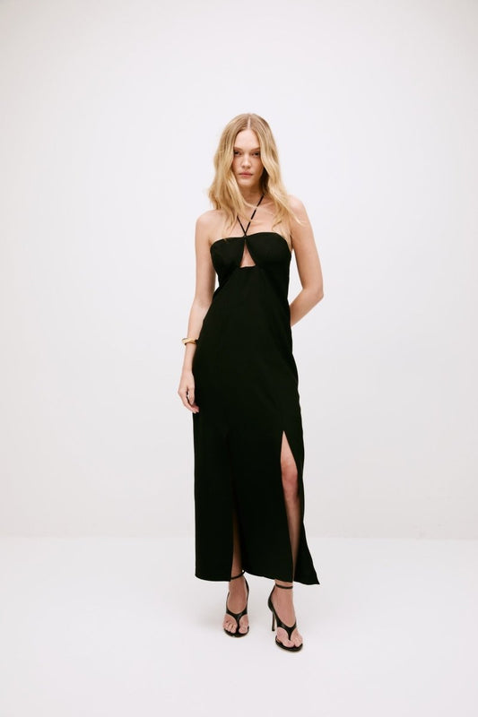 Vestido Madalena Crepe Preto - Bonne Soirée