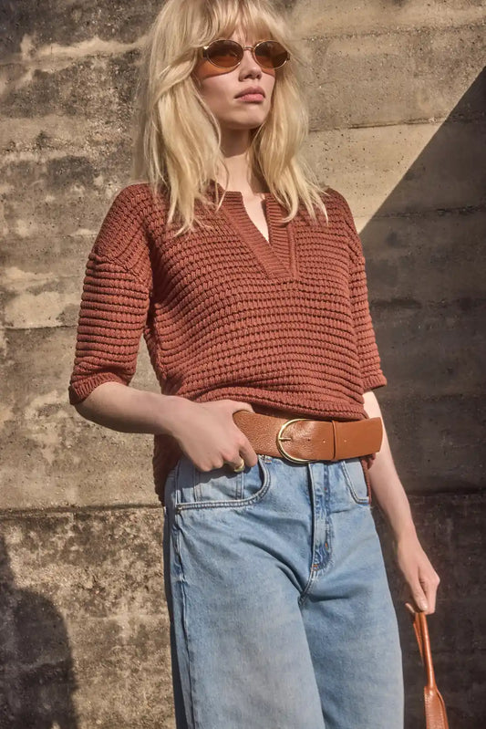 Blusa Helene Tricot Marrom - Bonne Soirée