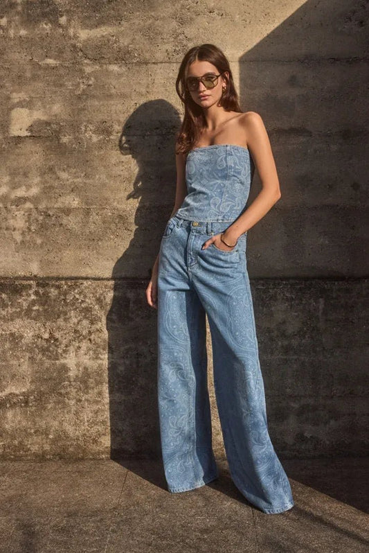 Calça Bohème Jeans Paisley - Bonne Soirée