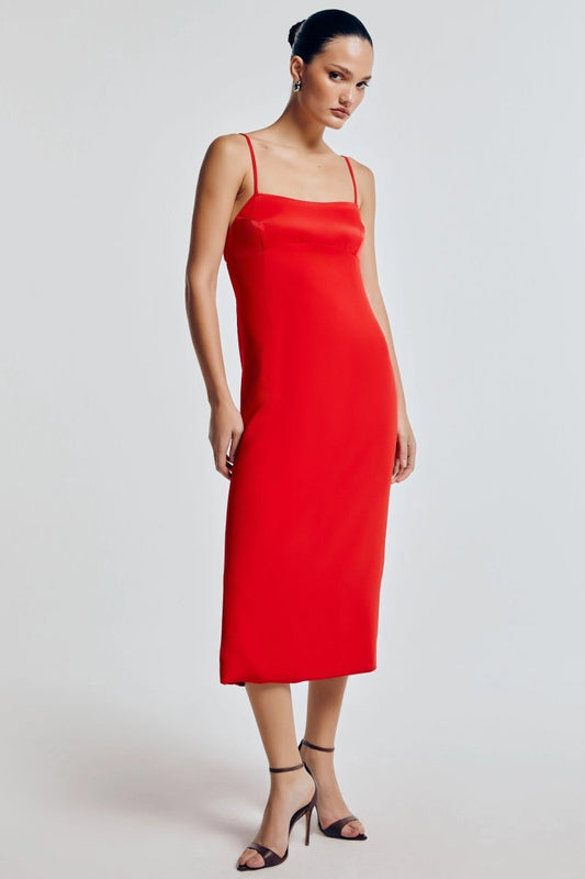 Vestido Midi Crepe Laura - Vermelho - Bonne Soirée