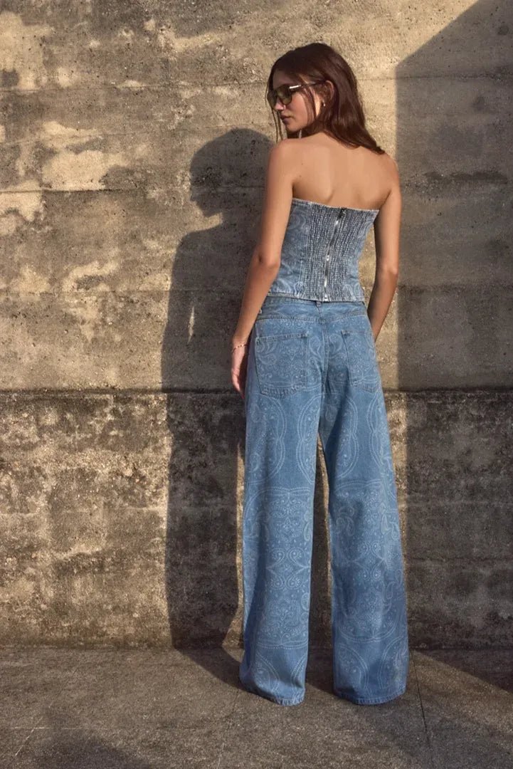 Calça Bohème Jeans Paisley - Bonne Soirée