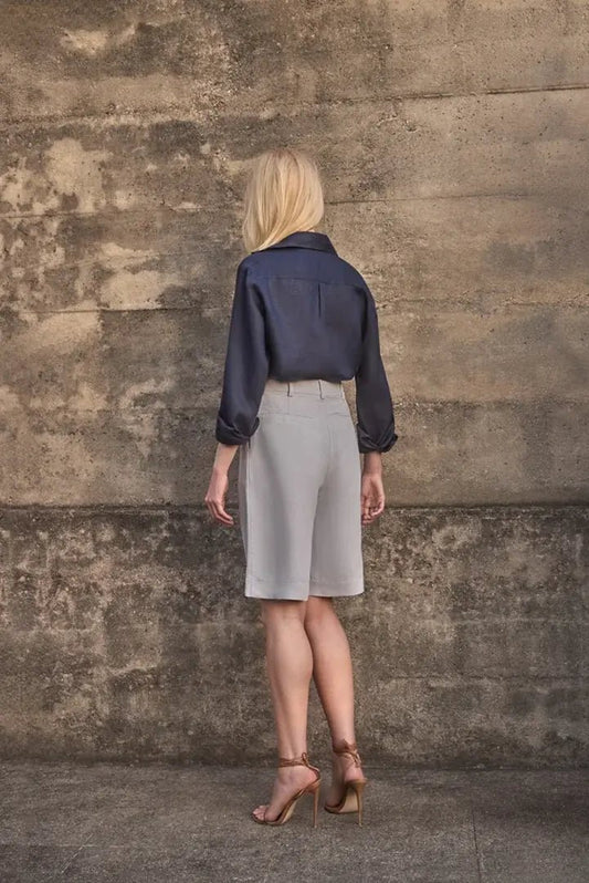 Camisa Sophie Linho Azul Marinho - Bonne Soirée