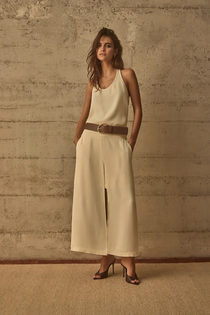 Saia Midi Natalie Alfaiataria Vanilla - Bonne Soirée