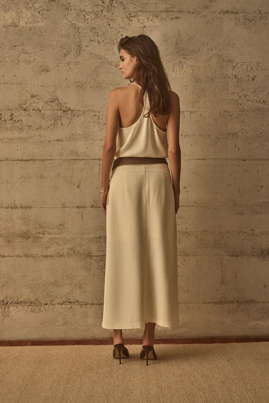 Saia Midi Natalie Alfaiataria Vanilla - Bonne Soirée