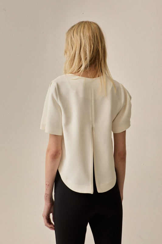 Blusa Mangas Elle Alfaiataria Off - White - Bonne Soirée