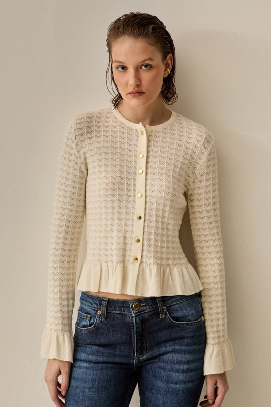 Blusa Manga Longa Ayla Tricot Off White - I26 - Bonne Soirée