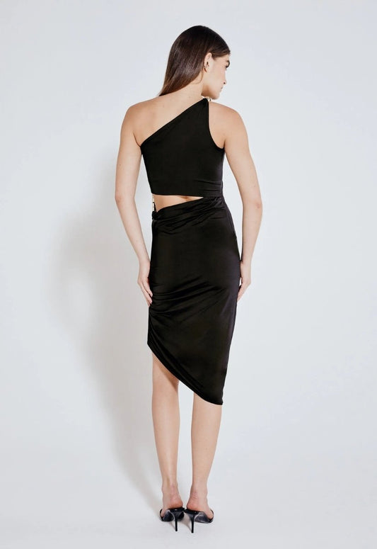Vestido Drapeado Valentina - Preto - Bonne Soirée