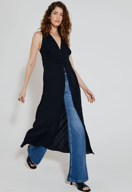 Túnica Drapeada Longa Karine - Preto - Bonne Soirée
