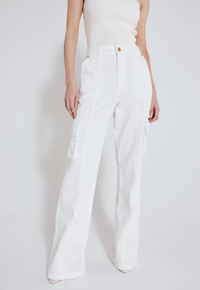 Calça Jeans Cargo Lucie - Off White - Bonne Soirée