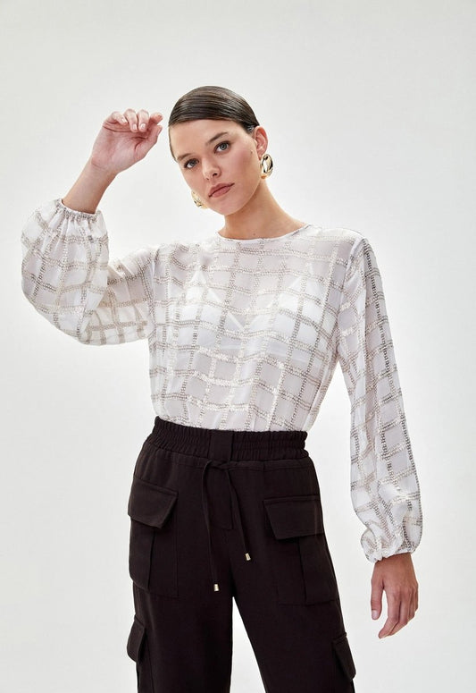 Blusa Seda Silvia - Off White - Bonne Soirée