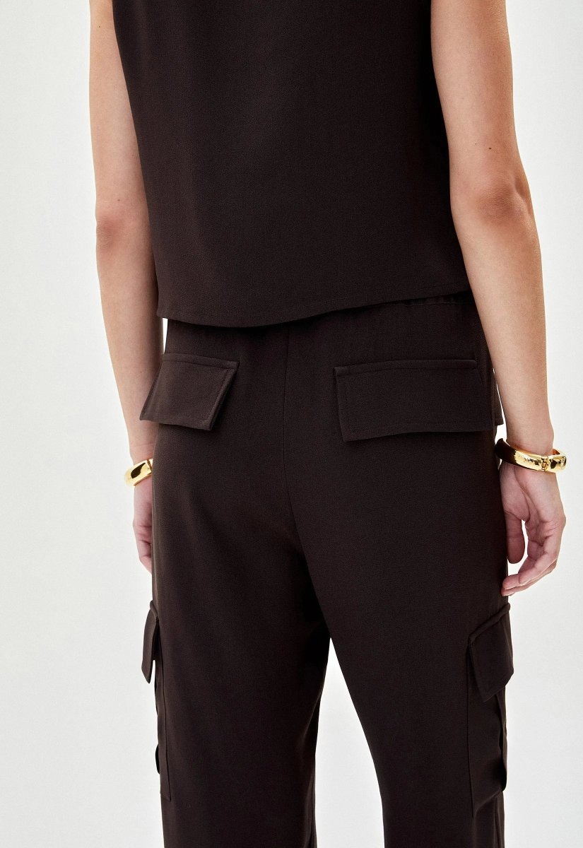 Calça Cargo Crepe Haydée - Marrom - Bonne Soirée