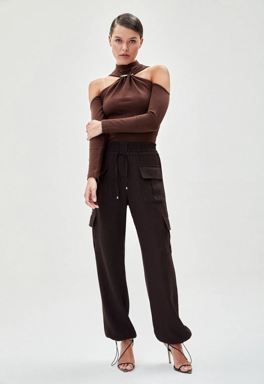 Blusa Tricot Recortes Sandra - Marrom - Bonne Soirée