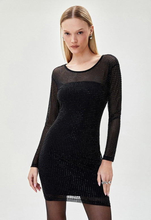 Vestido Tule Cristais Desiré - Bonne Soirée