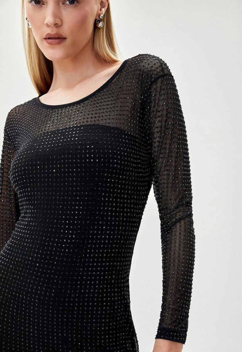 Vestido Tule Cristais Desiré - Bonne Soirée