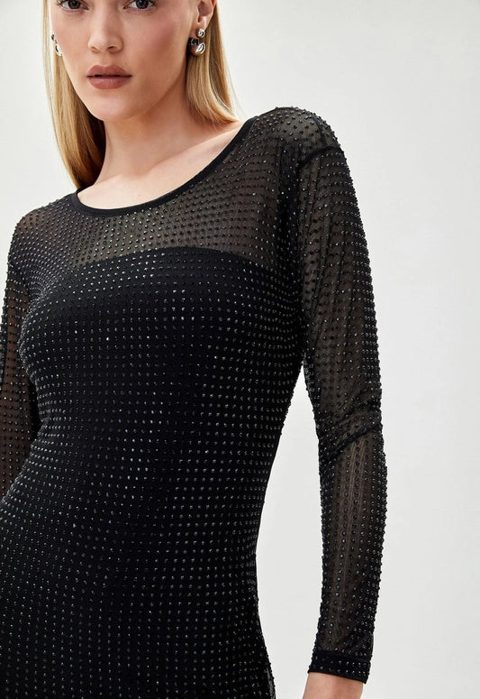 Vestido Tule Cristais Desiré - Bonne Soirée