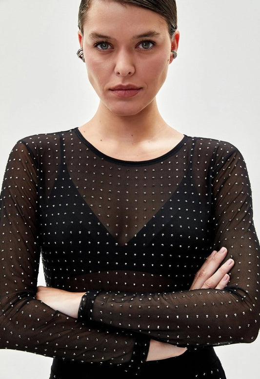 Blusa Tule Desiré - Preto - Bonne Soirée