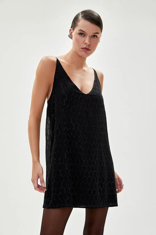 Vestido Cristais Madeline - Preto - Bonne Soirée